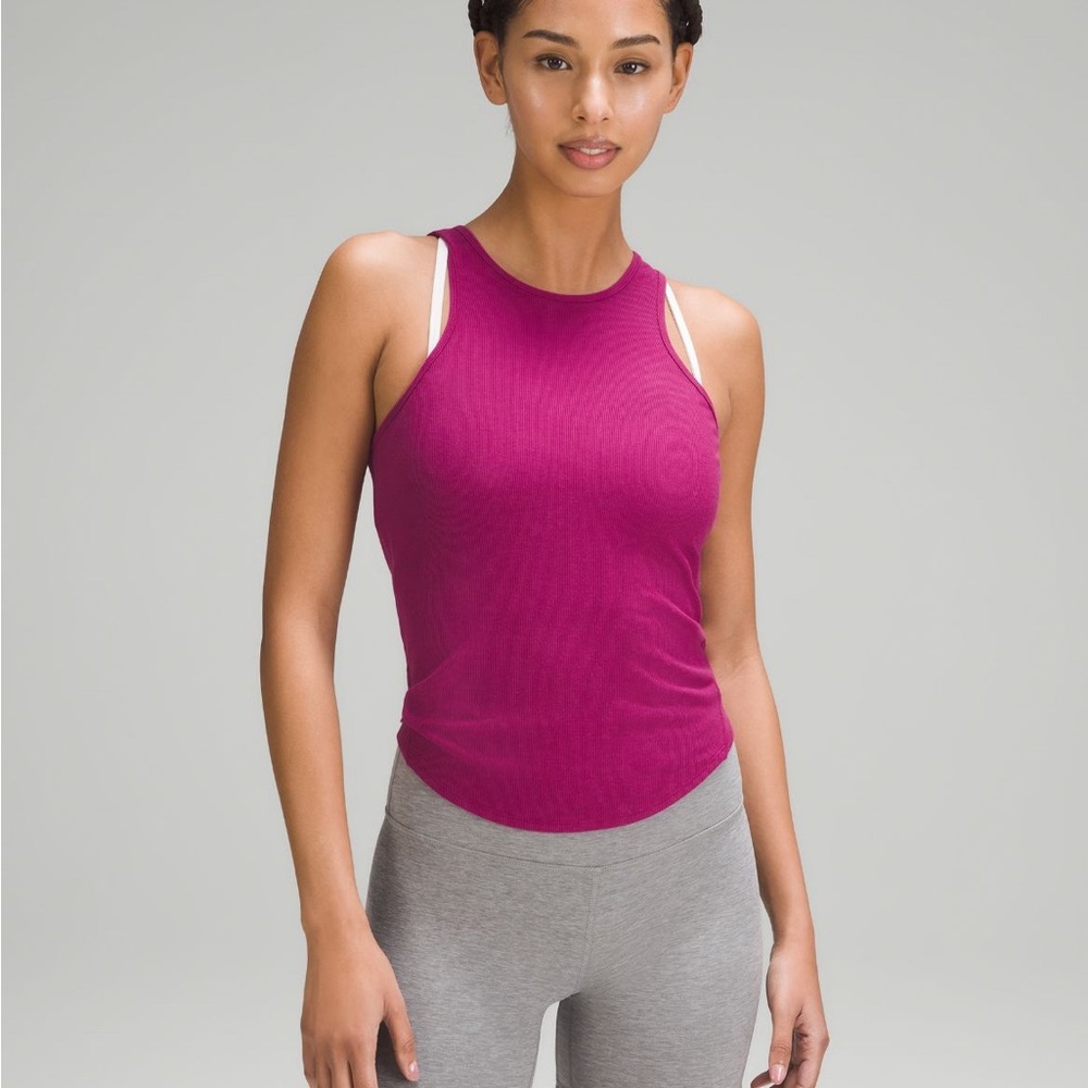 Lululemon Modal Silk Twist-Back Yoga Tank Top in Magenta Purple, size 0